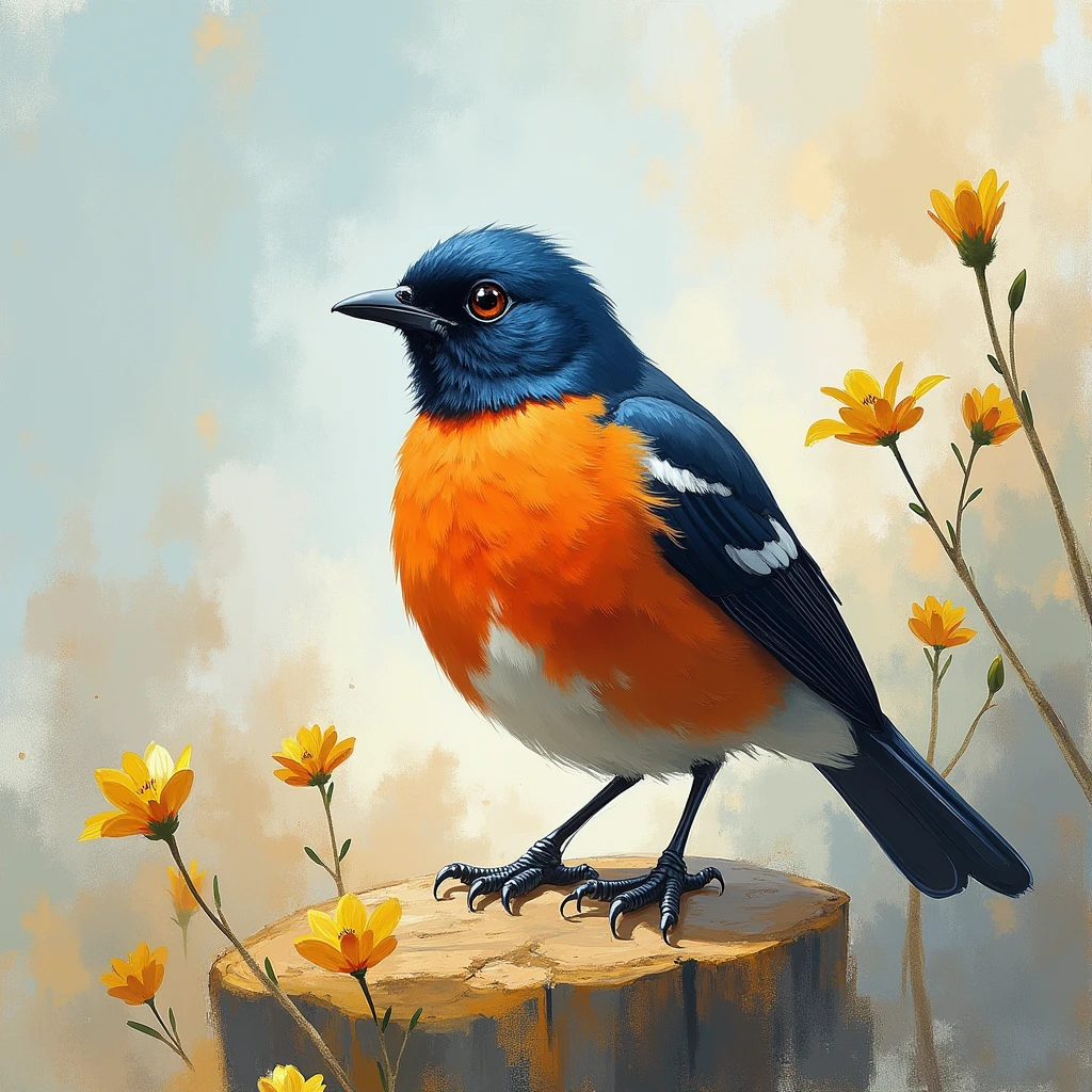 #Image bird, Impressionist style painting