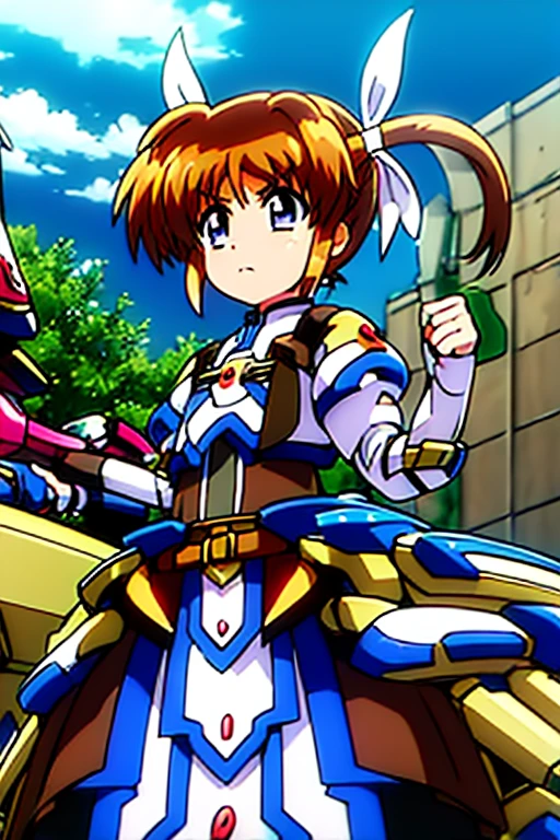 (((Monster Hunter - Nanoha Takamachi Costume)))、White ribbon、1girl