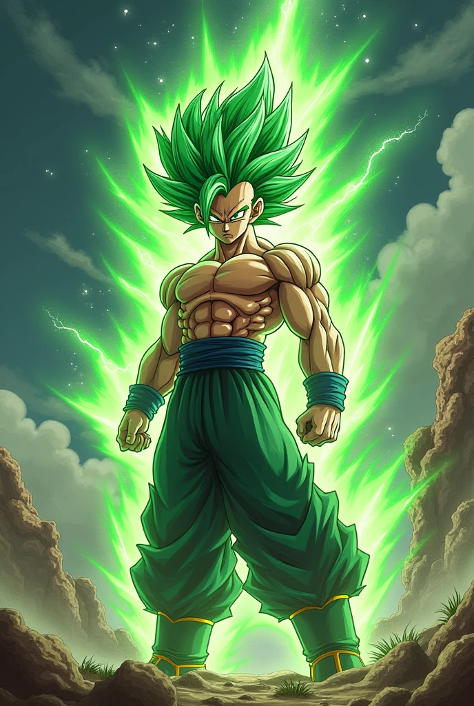 A super saiyan with green hair