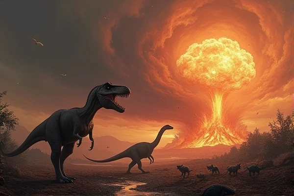 Draw a picture of the dinosaurs becoming extinct