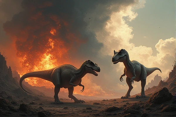 Draw a picture of the dinosaurs becoming extinct