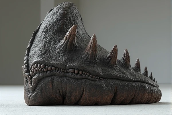 Draw a close-up picture of a Tyrannosaurus tooth