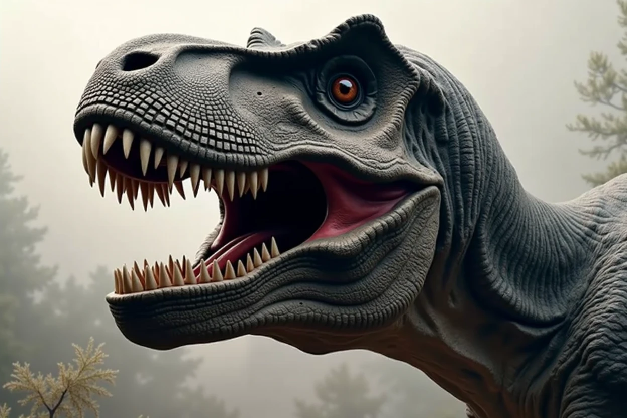 Draw a close-up picture of a Tyrannosaurus tooth