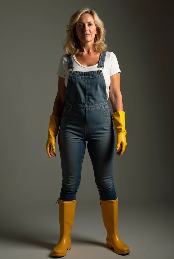 Mature Woman Long rubber gloves Long rain boots Erotic whole body