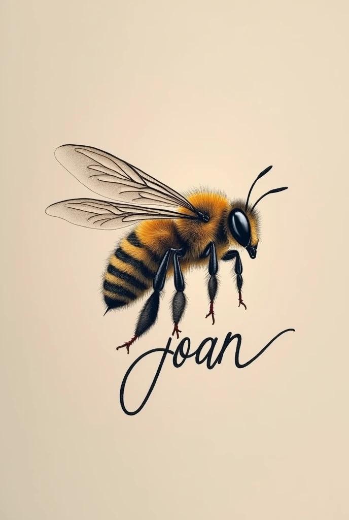 Tattoo of a bee that writes Joan's name on its path