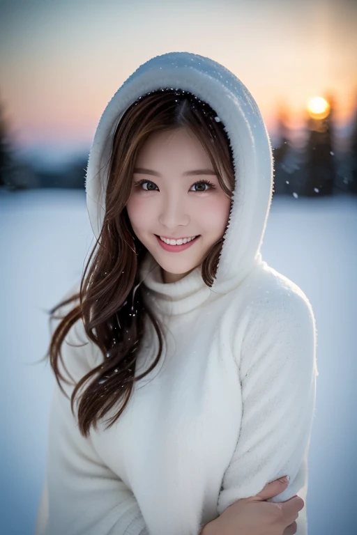 1 girl, (Platinum Coating:1.2), 
Beautiful Japanese actresses, Photogenic, Snow Princess, Long eyelashes, Snowflake Earrings, 
(RAW Photos, Highest quality), (reality, Realistic:1.4), (Tabletop), 
Beautiful attention to detail, Beautiful lip detail, Highly detailed eyes and face, 
Blake is 
(Frozen snow fields in winter in Lapland), (The last traces of the evening sky:1.4), 
Heavenly Beauty, swirling snowflakes, Snow covered trees々, Powder Snow, Snow Capped Mountain, 
Snowy field landscape at dusk, Indigo and deep vermilion color scheme, Dramatic lighting, Great atmosphere, A faint glow, 
Blake is 
Perfect Anatomy, The whole body is thin, Was nervous, Medium Hair, Angel Smile, 
Crystal skin, wake up, View your viewers