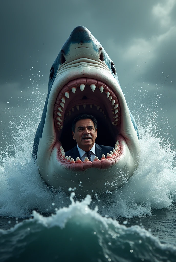 Great white shark attacking Bolsonaro