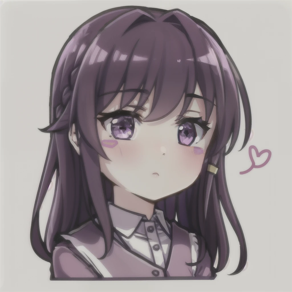 sticker, a girl thinks, (natsuki:1.2), purple hair,