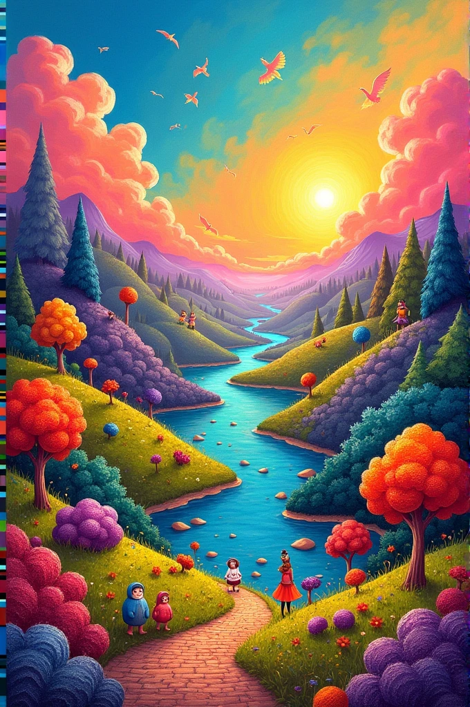 Landscape made with crayons
