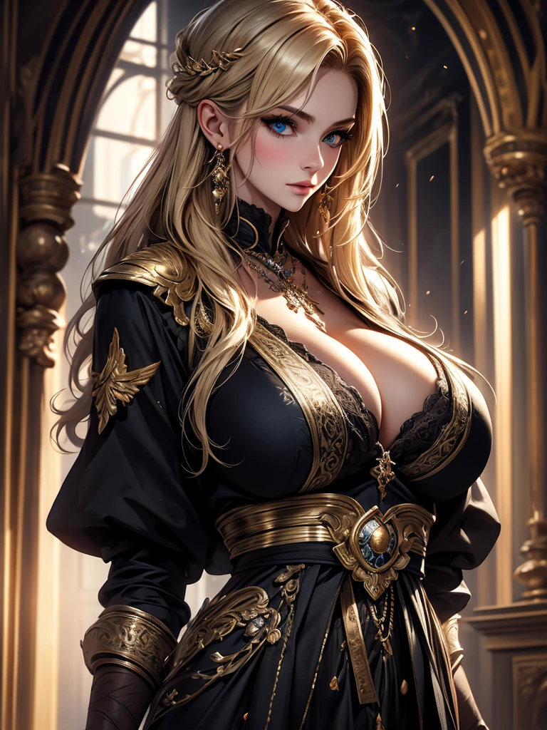 best qualityer, work of art, big boobies, (breasts big), Detailed texture skin, detailed cloth texture, face detailed, super detaill, 8K, intricate-detail, 1 girl, 30 years old, hight contrast, High resolution eyes, blond