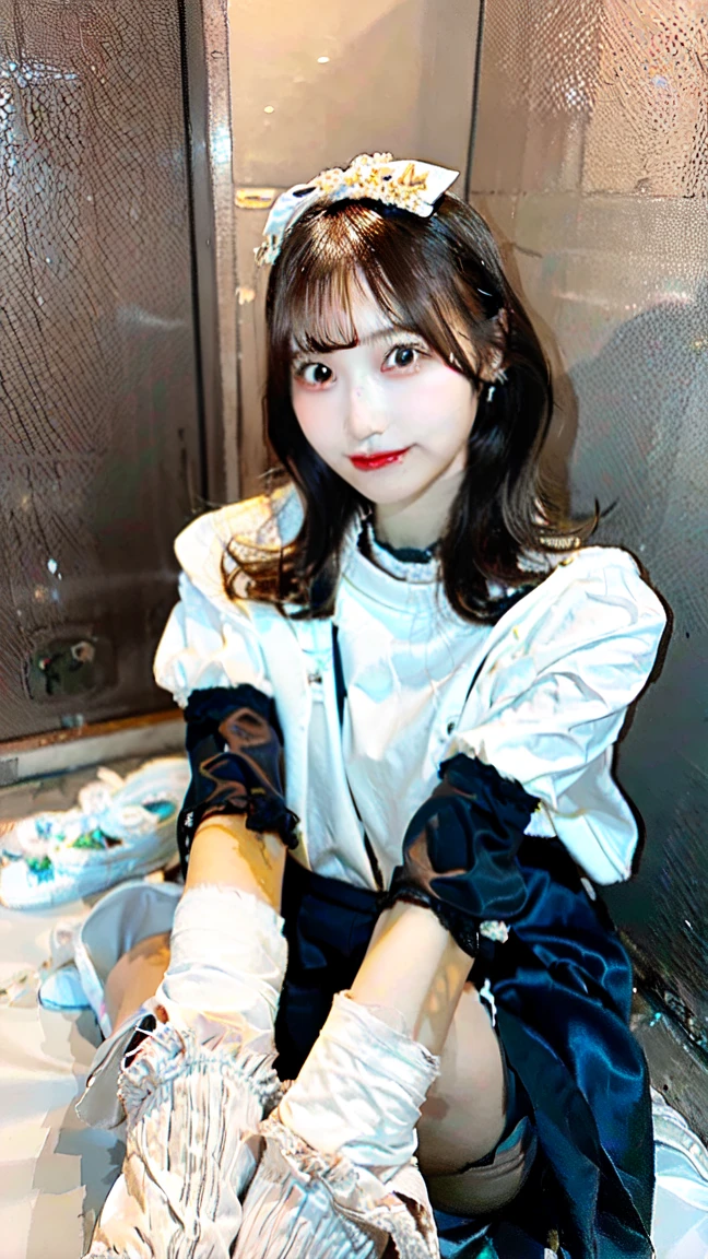 Highest quality, Face Focus, Soft Light, Ultra-high resolution, (Realistic:1.4), RAW Photos, 1 Japanese girl, alone, cute, (pupil, Light in your eyes), Beautiful face in every detail, (Small box),(High resolution detail of human skin texture), (Short Hair), indoor, Damask Shirt Dress, (Portraiture)Highest quality,Very detailed,masterpiece,Realistic,Photo realistic,Bright lighting,One Girl, Very beautiful 17 year old girl, (cute:1.2),A faint smile, (Brown eyes),(Light Brown Hair),(Perfect glowing skin,Perfect Skin,((erotic,Sexy and sexually explicit)),((Accurate needles without discord)), Big ample breasts,Big breasts and small waist, Observe your audience,,((Short sleeve uniform white shirt)),(Gray Mini Pleated Skirt),(Lifted it himself),(Showing panties),Wearing panties,Panty Focus,((Sitting,Spread your legs wide)), socks, Daytime,In the room,Sit on the bed, A big smile