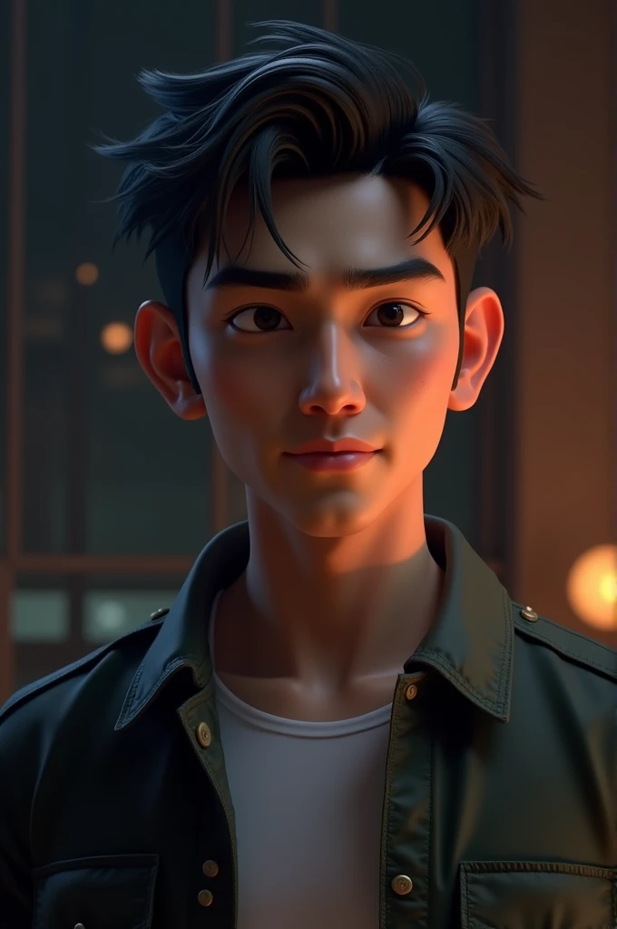 Handsome asian guy, Hyper realistic, high' resolution, cinematic, ultra hd, 3d animation