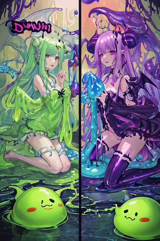 Slime dripping、Demon's daughter doing yoga