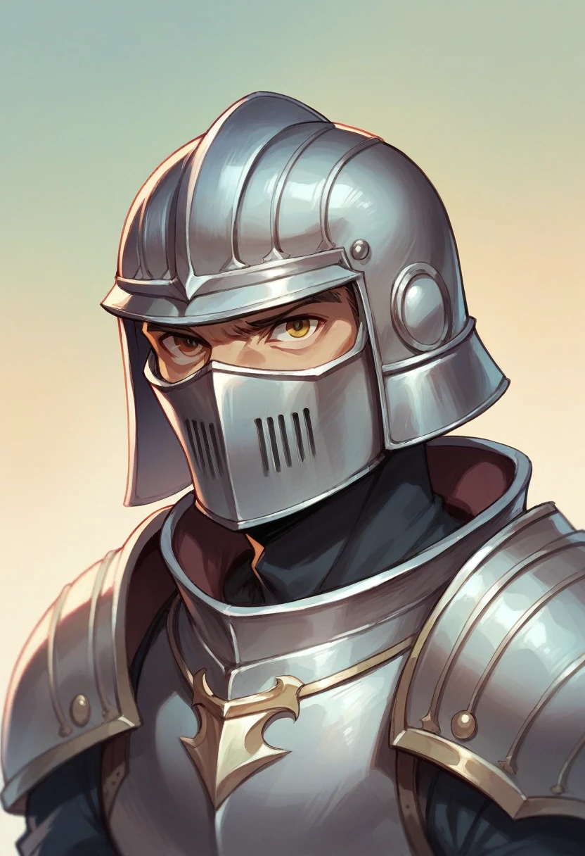 Silver armor with helmet with yellow details