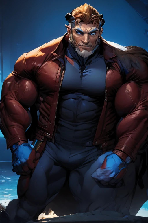 X men,the beast,big blue muscle body, wearing xmen suit