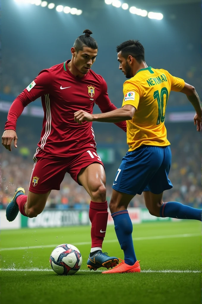 Cristiano Ronaldo kicking Neymar