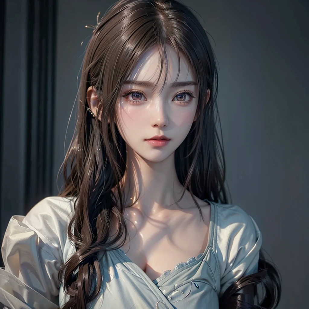 A beautiful anime girl, sad expression, detailed portrait, intricate details, delicate facial features, long eyelashes, piercing eyes, soft skin, flowing hair, elegant pose, cinematic lighting, muted color palette, dreamlike, ethereal, masterpiece