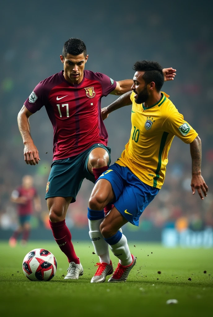 Cristiano Ronaldo kicking Neymar in the face