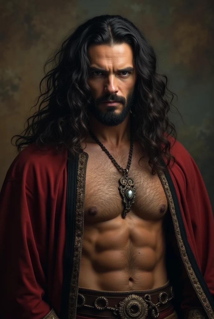 strong man long dark hair 19th century
