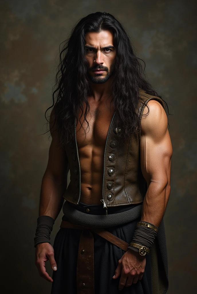 strong man long dark hair 19th century
