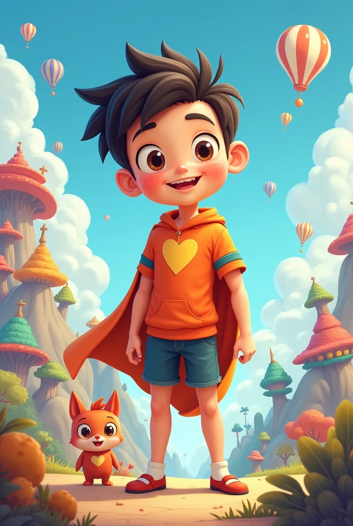 I want you to create a cartoon for me that is about heroes and for children.. A boy like Goku but not anime. Without the spiky hair