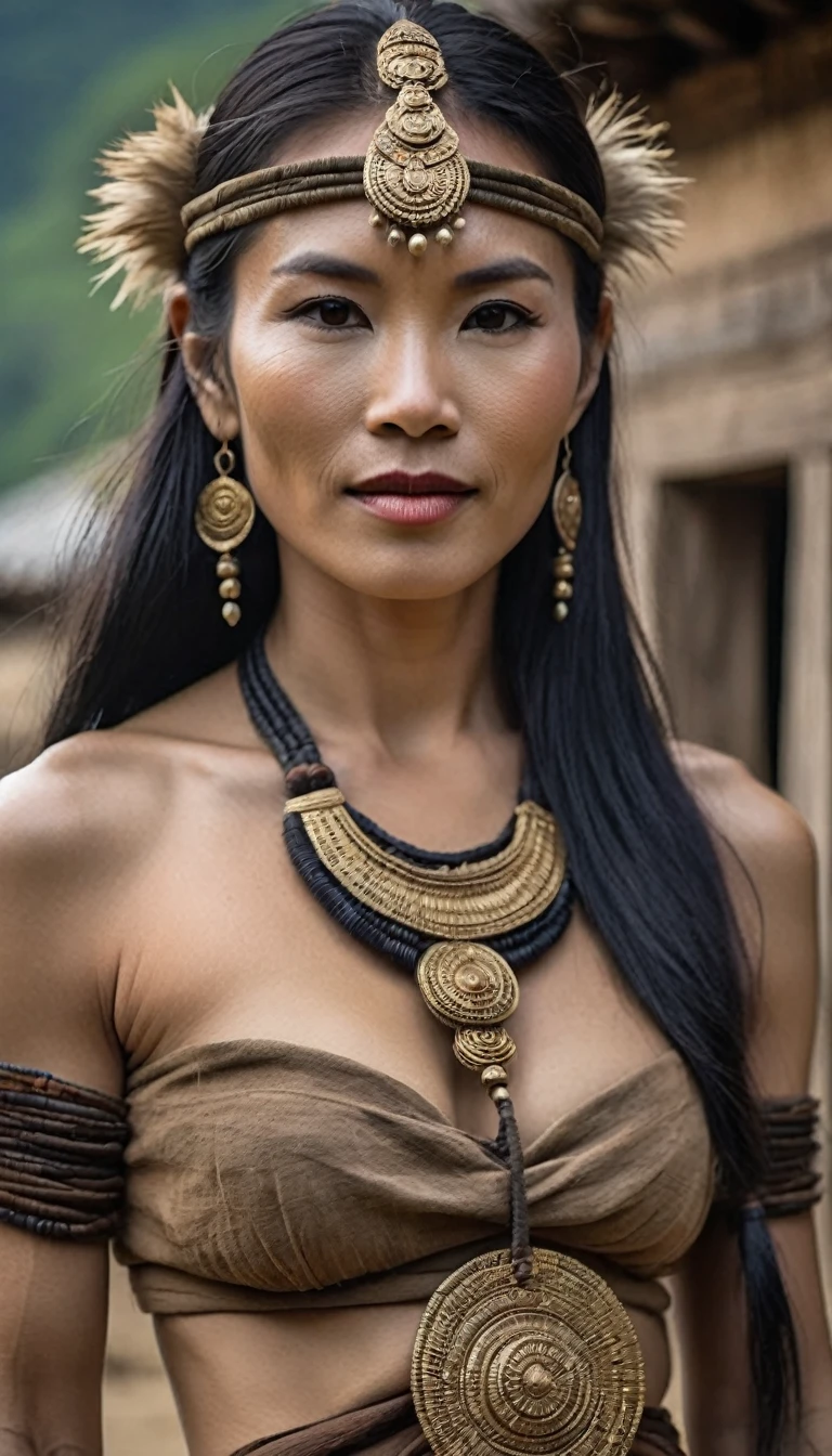 (Asian woman), ((หน้าbeautiful)), (detailed face), (Female shaman), ((naked)), ((See bare feet)),((full body)), ((long distance shot))
, ((loincloth)), Female shaman, tied up, suspended, in an ancient ritual, in the middle of a village, with beautiful and intense facial features
, surrounded by many warriors fighting and many injured or fallen. The scene is strong and intense
, Beautiful girl with slim abdominal muscles: 1.4, Six pack abs: 1.4, Chest Botox, small, perfect athlete body, slim, (See the legs), legs details
, (proportional figure), very detailed image, (In ancient ceremonies), (outdoor), (Many villagers), (In traditional Thai costume), (Stand and look)
, realistic, Highly detailed, perfect composition
, beautiful, There are complicated details., Incredible detail
, Artistic photography in 8k, There are too many details., Masterpiece