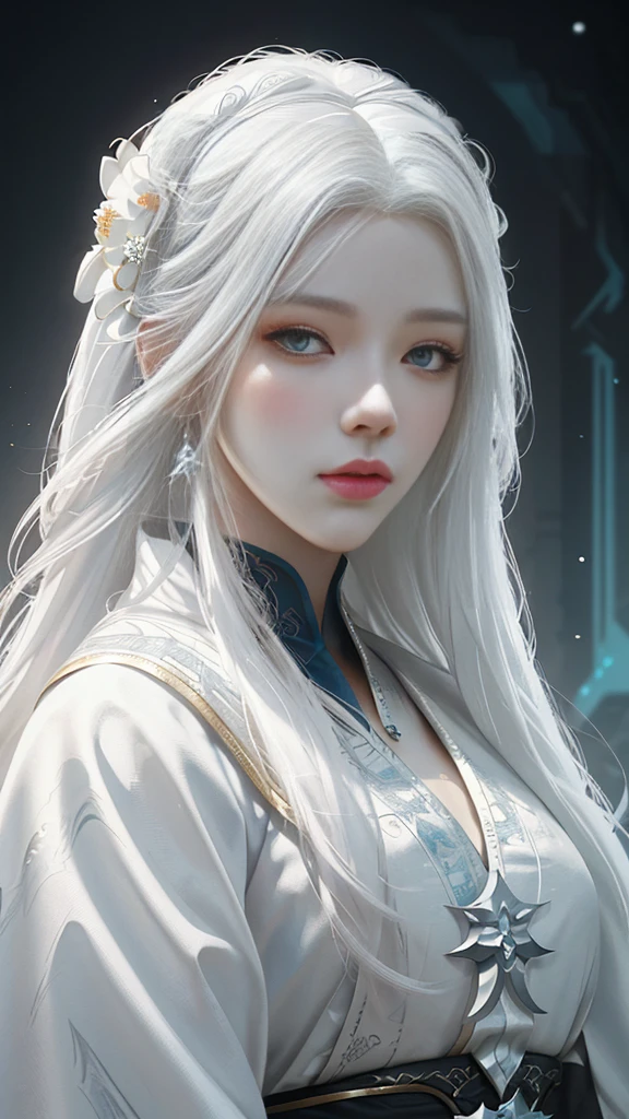 a close up of a woman with white hair and a white mask, beautiful character painting, guweiz, artwork in the style of guweiz, white haired deity, by Yang J, epic exquisite character art, stunning character art, by Fan Qi, by Wuzhun Shifan, guweiz on pixiv artstation
