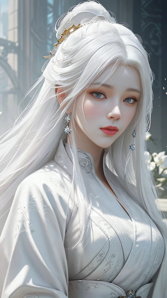 a close up of a woman with white hair and a white mask, beautiful character painting, guweiz, artwork in the style of guweiz, white haired deity, by Yang J, epic exquisite character art, stunning character art, by Fan Qi, by Wuzhun Shifan, guweiz on pixiv artstation
