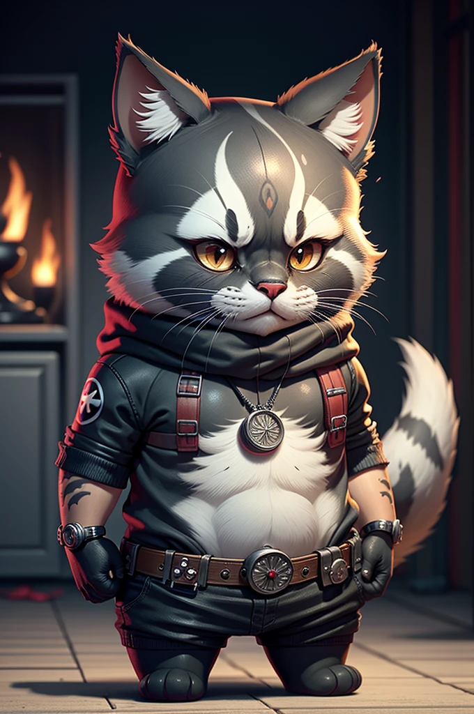 C4TT4STIC, Deadpool, cat, full - body, intricate details