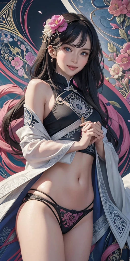 Official Art, unity 8k wallpaper, Super detailed, beautifully、aesthetic, masterpiece, Highest quality, Chinese style, (zenTangle, Mandala, Tangle, enTangle), Flower Ecstasy, One girl, Very detailed, Dynamic Angle, Cowboy Shot, The most beautiful form of chaos, elegant, Brutalist design, Vibrant colors, Romanticism, James Jean, Robbie Dowie Anton, Ross Tran, Francis Bacon, It was freezing cold, Adrian's genius, Petra Cortright, Gerhard Richter, takato yamamoto, Ashley Wood, Atmospheric