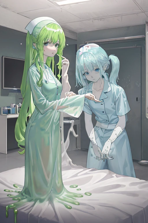 Slime and the ghost of a nurse getting changed