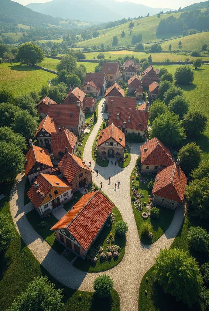 A Beautyfull Village Drone View 200 Feet In Ground Area , No Mountains