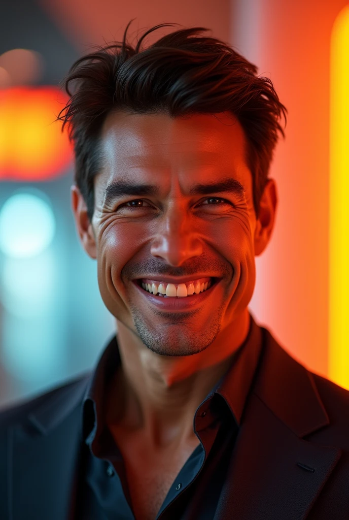 Handsome Indonesian guy, smiling, bright face, rich man, Like tom cruise, Bright background, Hyper realistic, high' resolution, cinematic, ultra hd, 3d