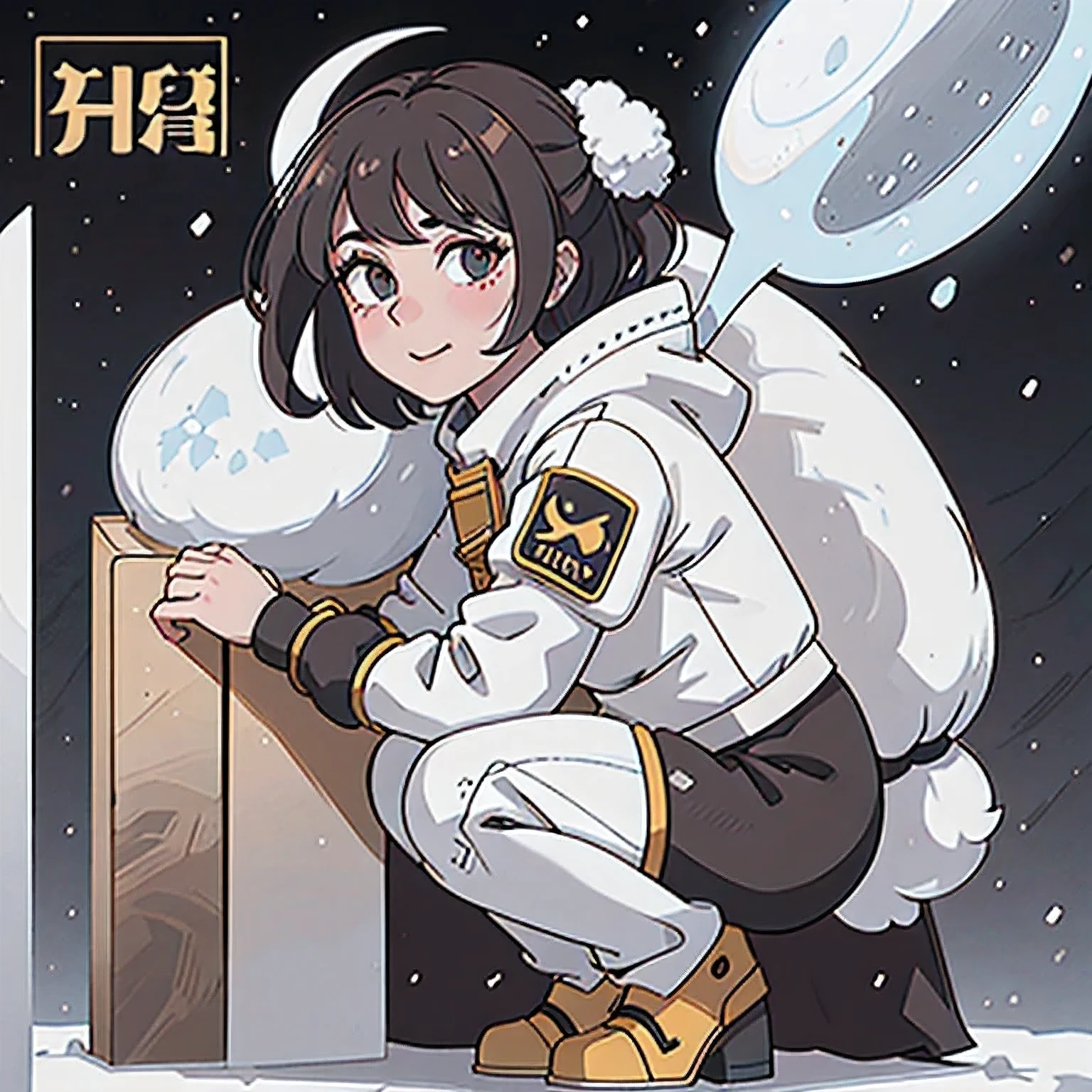 Lunar snow area Big Horned Ghost Golden Sheep Wearing Future Black Gold Silk Space Suit Space Squatting 1:900 miniatures,Realistic Painting,
Wear reflective black sunglasses,Full body portrait,Side View,Tulle Chest Protector,Burgundy Leggings,Squatting with clenched fists,very happy,Movie Light,Lunar snow area,8k