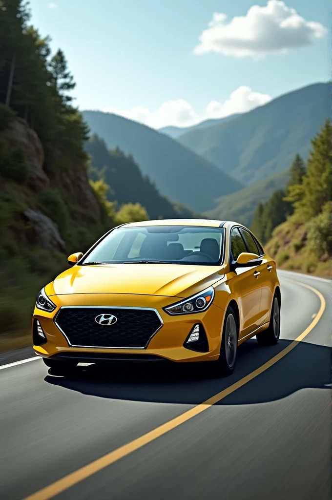 Dark yellow 4-door Hyundai cedan car 
