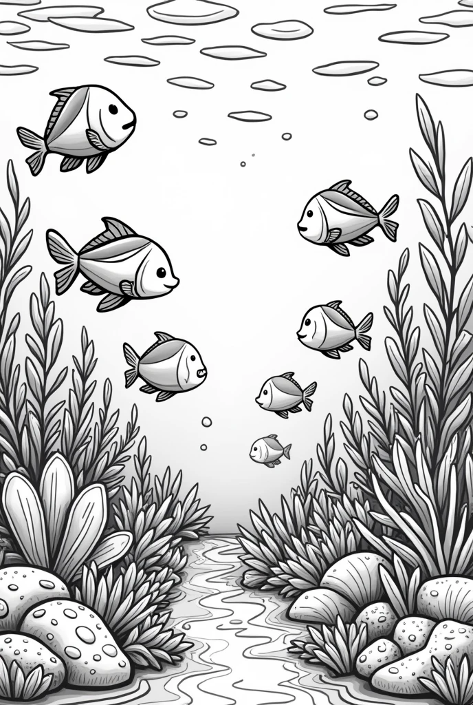 book with cute images of the seabed with corals and fish playing to color