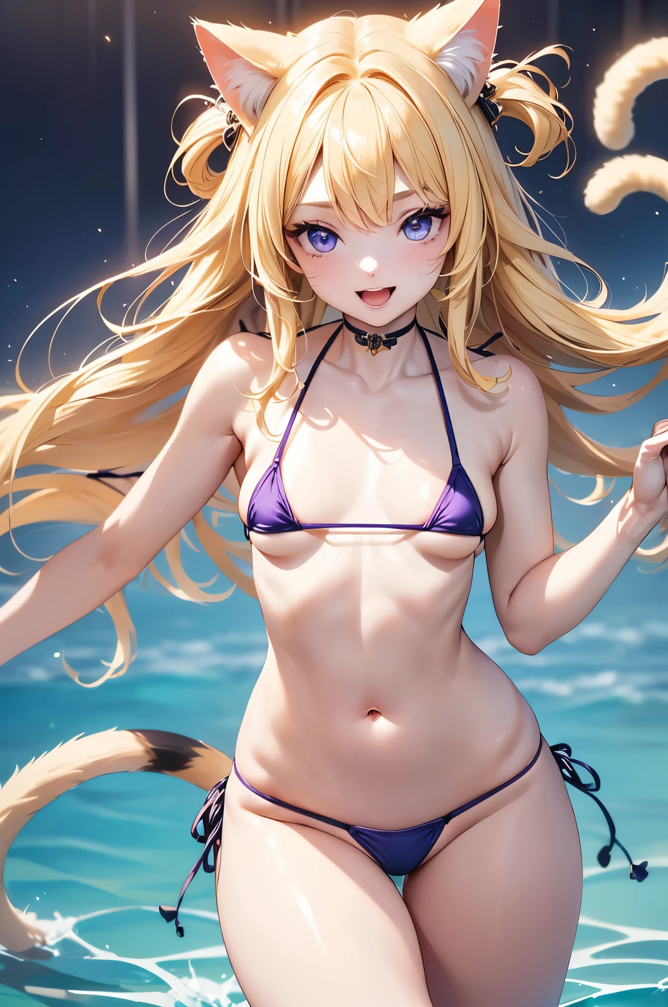 ((Top quality)), ((masterpiece)), (details),
High resolution, super detailed, very detailed CG Unity 8k wallpaper, real, photorealistic,
Beautiful fine face, detailed face.
Pale skin, realistic shining skin.
Detailed fabric texture, detailed hair texture.
(Eyes with attention to beautiful details: 1.5),
(Small hand), ((perfect hand)).
((Perfect Anatomy)).
Perfect lighting.
Break
(Blond hair:1.3),
Medium Hair, Perm Hair,
((Big Laugh:1.2)),
(Cat eye :1.2),(cat ears :1,2),(a cat tail:1.4),
(Slender: 1.1), (Small chest: 1.2),
(Small buttocks: 1.2), (muscular: 1.2),
(Pluffy thighs: 1.1),
(micro bikini:1.8),
Break
Arms up, booty pose,
Background field, ((Top quality)), ((masterpiece)), (details),
High resolution, super detailed, very detailed CG Unity 8k wallpaper, real, photorealistic,
Beautiful fine face, detailed face.
Pale skin, realistic shining skin.
Detailed fabric texture, detailed hair texture.
(Eyes with attention to beautiful details: 1.5),
(Small hand), ((perfect hand)).
((Perfect Anatomy)).
Perfect lighting.
Break
(Blond hair:1.3),
Medium Hair, Perm Hair,
((Big Laugh:1.2)),
(Cat eye :1.2),(cat ears :1,2),(a cat tail:1.4),
(Slender: 1.1), (Small chest: 1.2),
(Small buttocks: 1.2), (muscular: 1.2),
(Pluffy thighs: 1.1),
(micro bikini:1.8),
Break
Arms up, booty pose,
Background field,