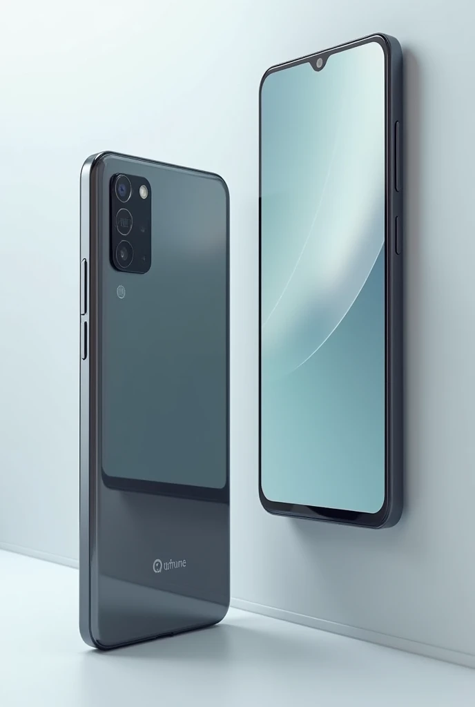 Realistic cell phone for a brand called Qphone front and back
