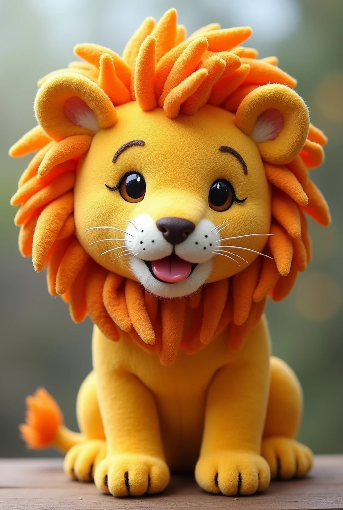 Make a lion with a chip-shaped mane.