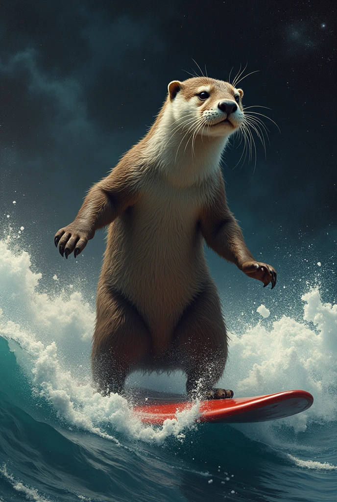 otter surfing on top of the planet saturn