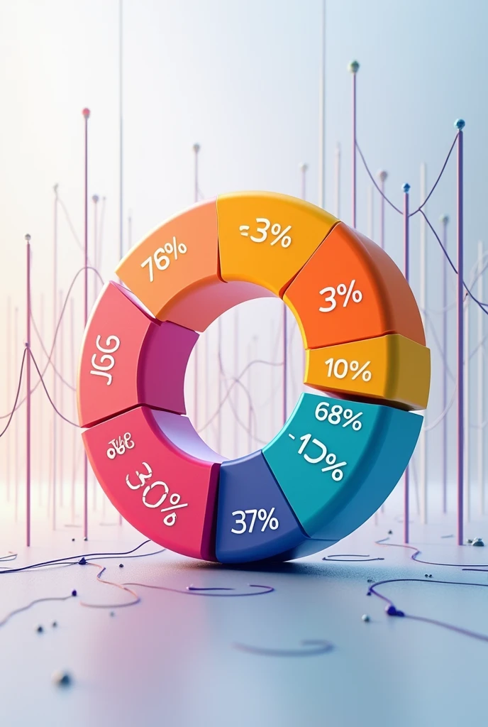 Image: A pie chart divided into sections of different colors,
representing different categories of data.