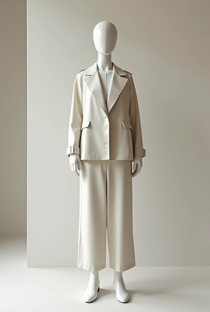A rectangular body mannequin with an outfit that is suitable for its body type and does not give off heat 