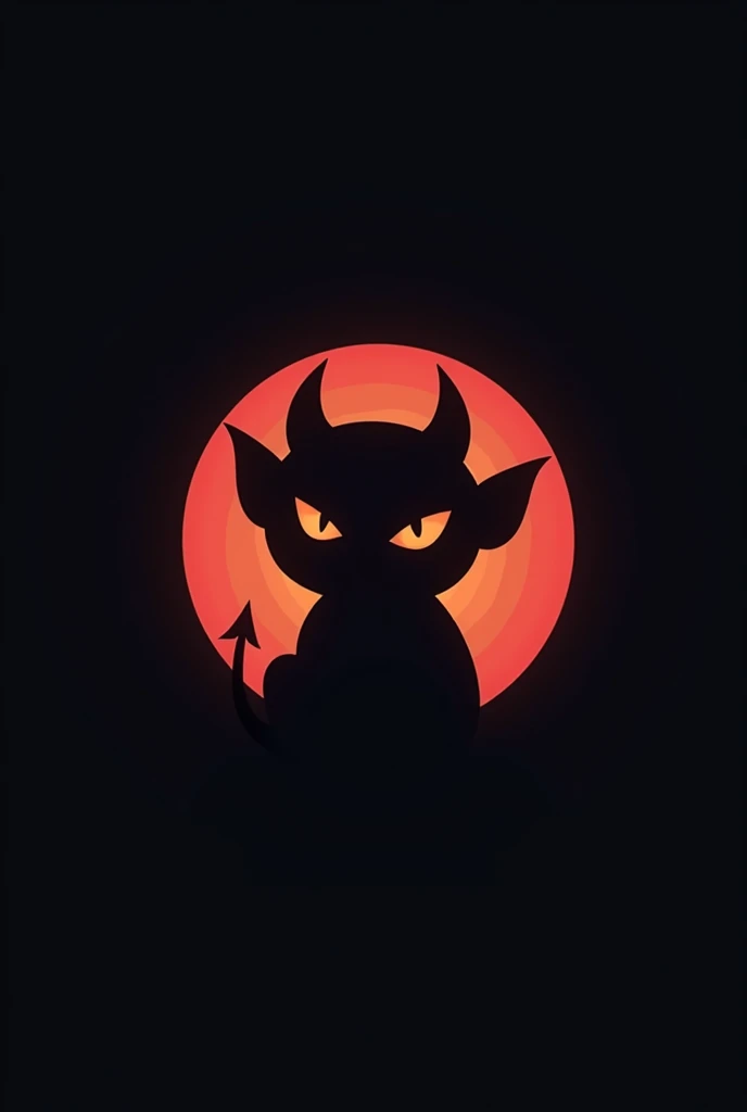 logo, dark, minimalist, transparent, devil cute, no eyes, geometric, circle,