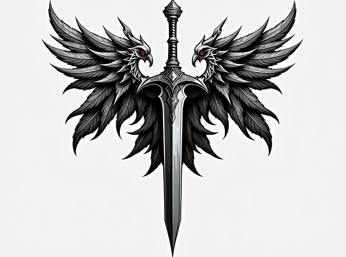 "replace sword with two daggers forming an 'A'", "double daggers instead of sword", ou "daggers shaped as the letter A".