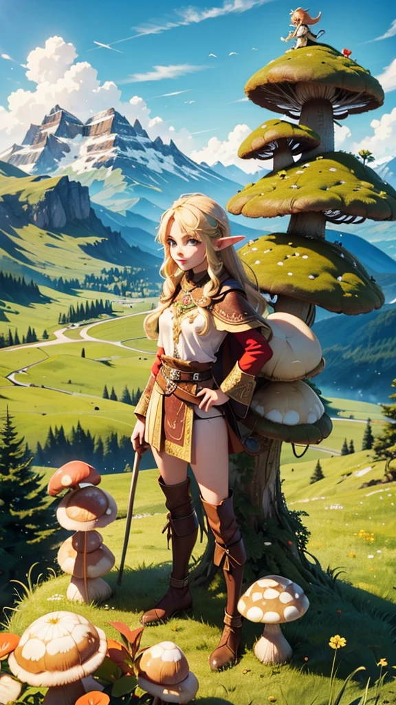 Blonde,Elf,Mountain of mushrooms