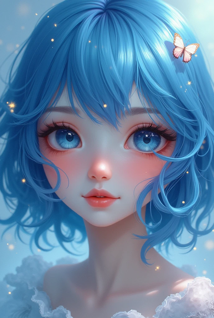 A girl with blue hair