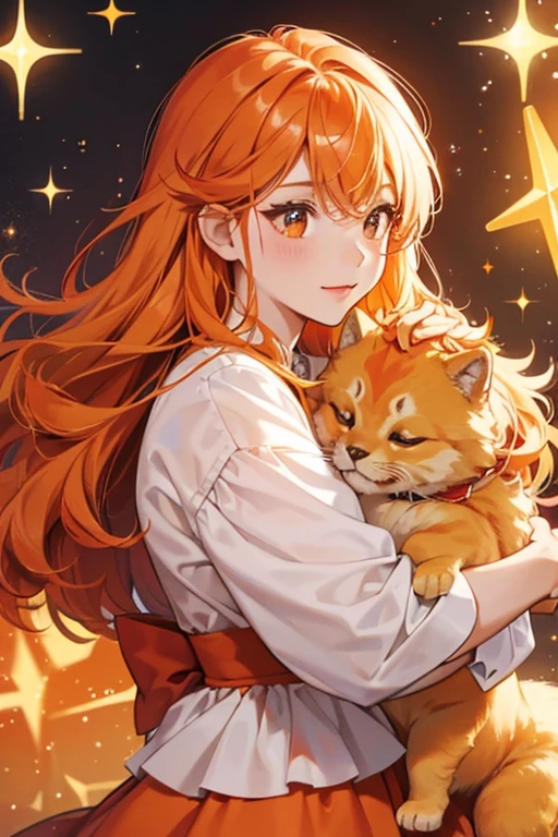 Junior is a fluffy orange girl Chow Chow with red cheeks. SPARKLE; GLITTER