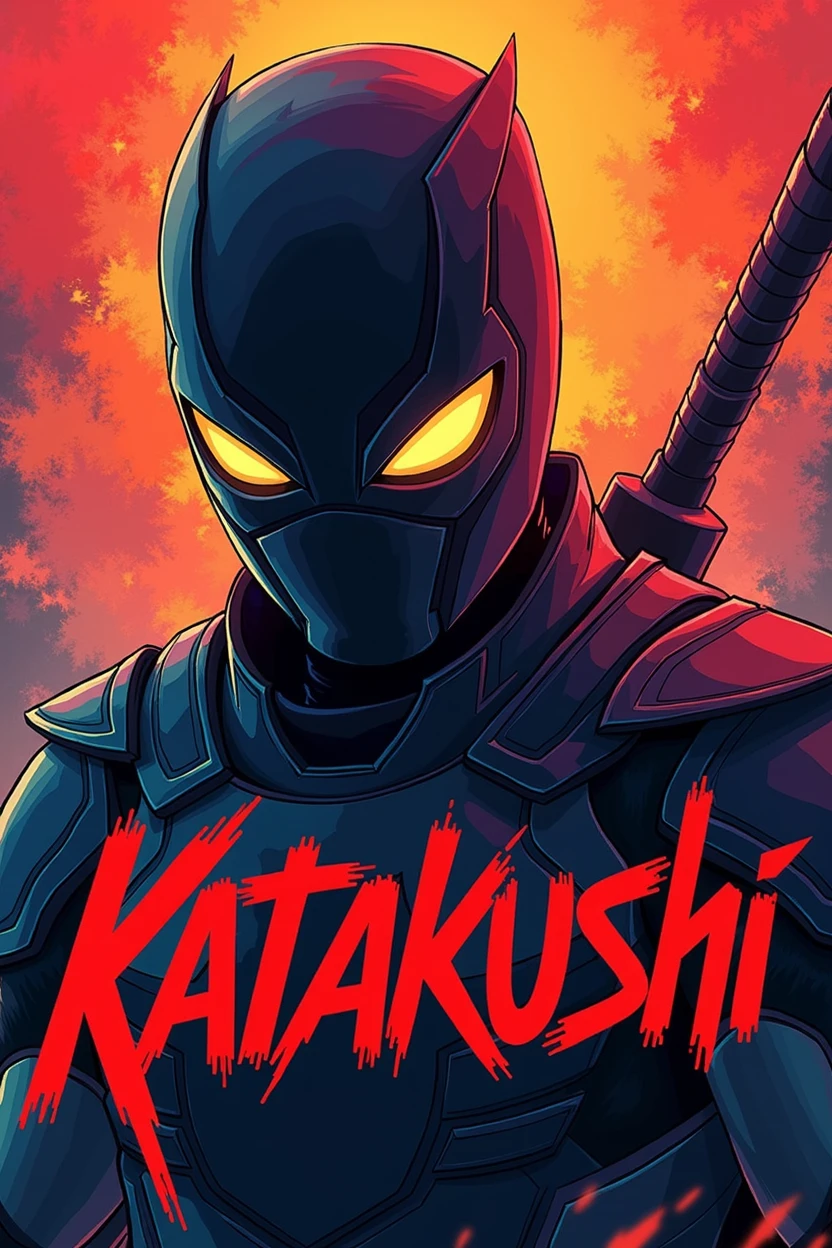 Create a logo called "katakushi" in marvel style, the background should be minimalist, high quality. Punchy colors.