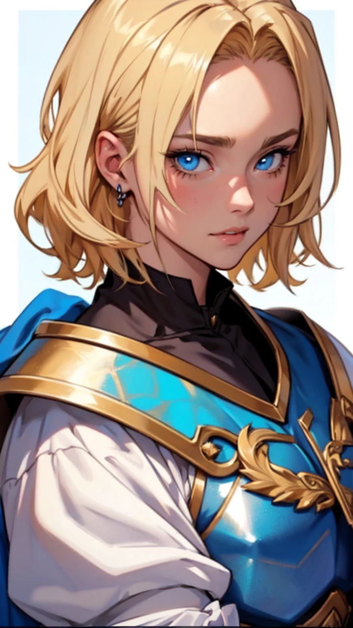 masterpiece, best quality, highres, ultra-detailed, artbook, anime coloring, CG, illustration , fantasy, 1girl, solo, blood, male focus, looking at viewer, artoria pendragon \(fate\), armor, detailed beautiful face and eyes, floating hair, simple background, illustration, photorealistic, beautifully drawn, vivid color