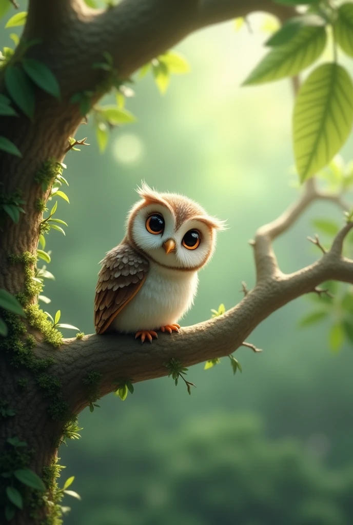 little owl on the tree branch